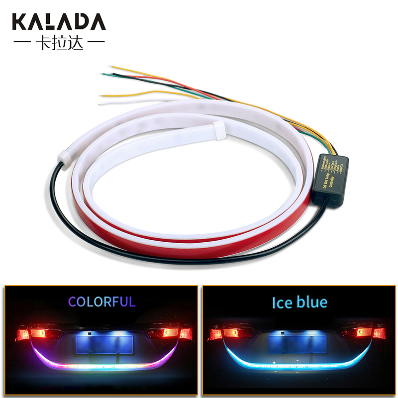 

Kalada 120mm Car Led Tail Light Strip Auto Flowing Water Lamp For Trunk Caution Running Turn signal Colorful Backup Brake Lights, As pic