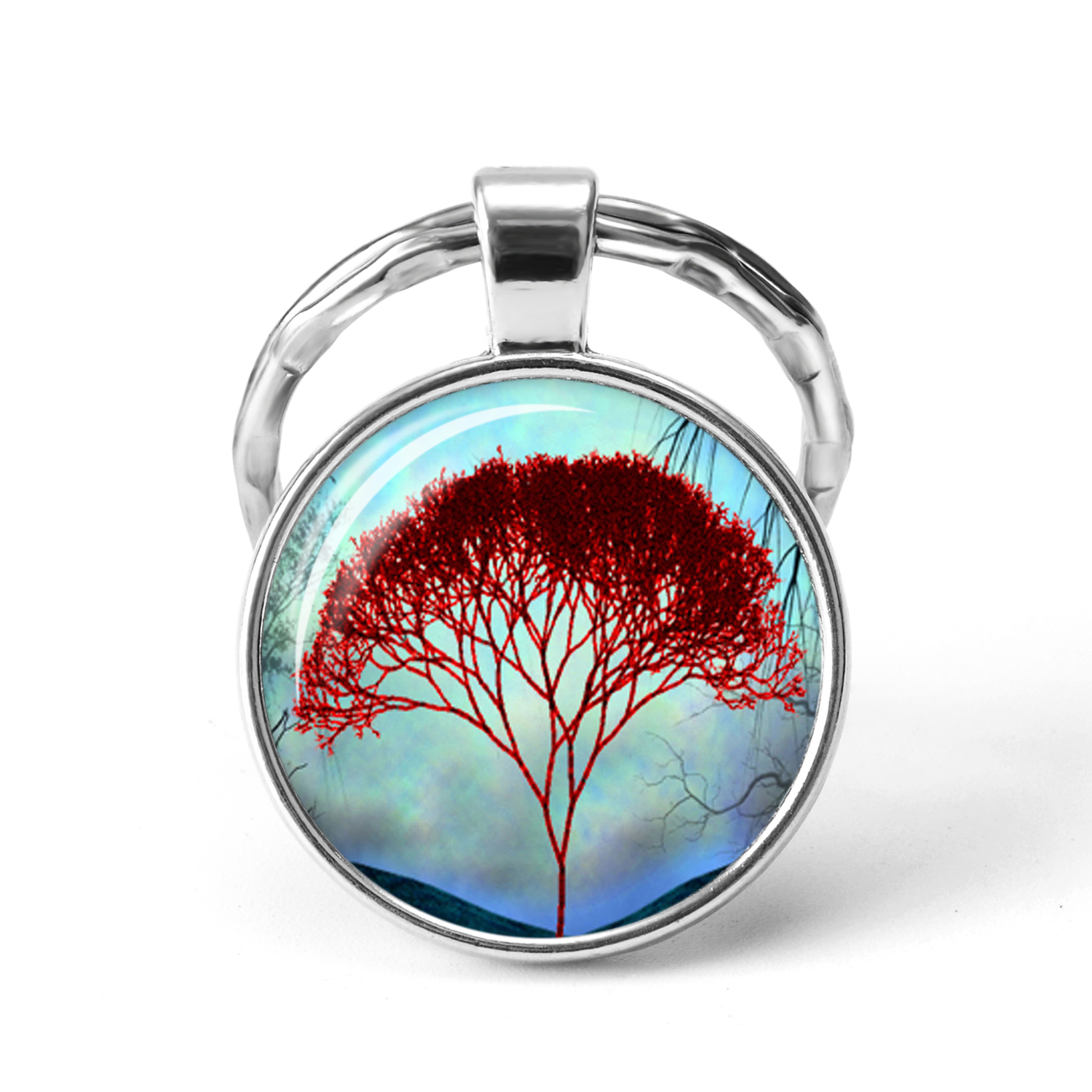 

New Fashion Design Tree Of Life Key Chains Handmade Glass Dome Natural Creature Keyring Creative Divergent Christmas Gift