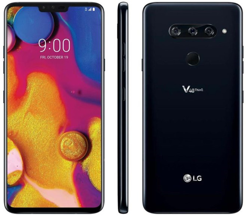 

Refurbished Original Unlocked LG V40 ThinQ 6.4" 6GB RAM 64GB ROM Android Octa Core dual front 3 rear Cameras Fingerprint cellphone, New aurora black