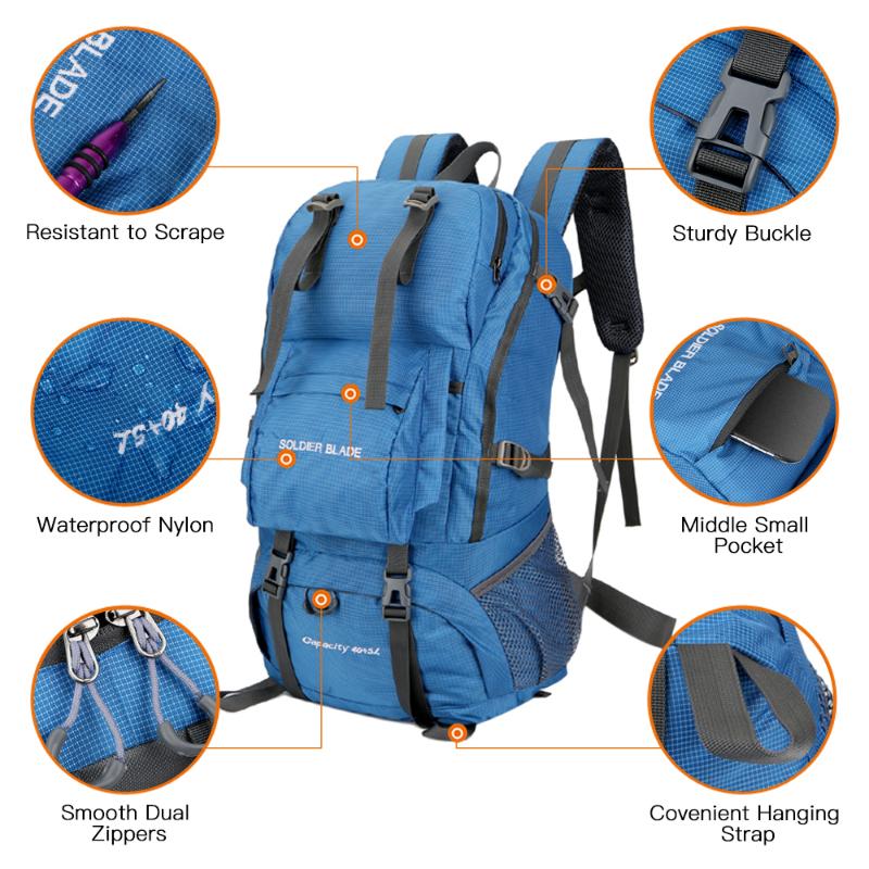 

50L Camping Hiking Backpack Large Capacity Mountaineering Pack Waterproof Travel Backpack Camping Hiking, Blue color