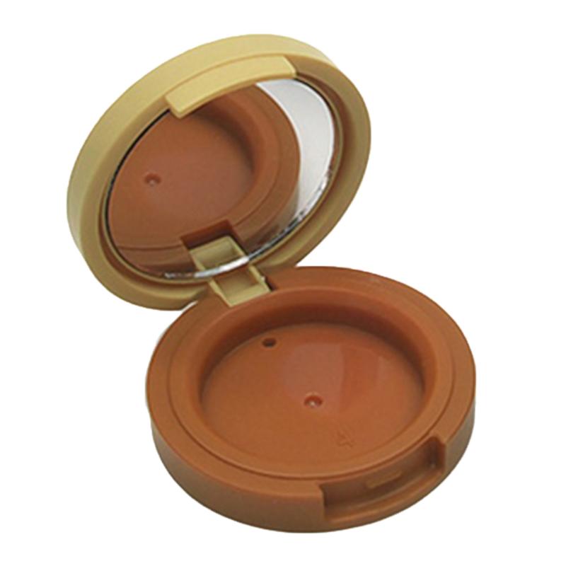 

Round Makeup Eyeshadow Blusher Lipstick Case Portable DIY Eye Shadow Box Beige