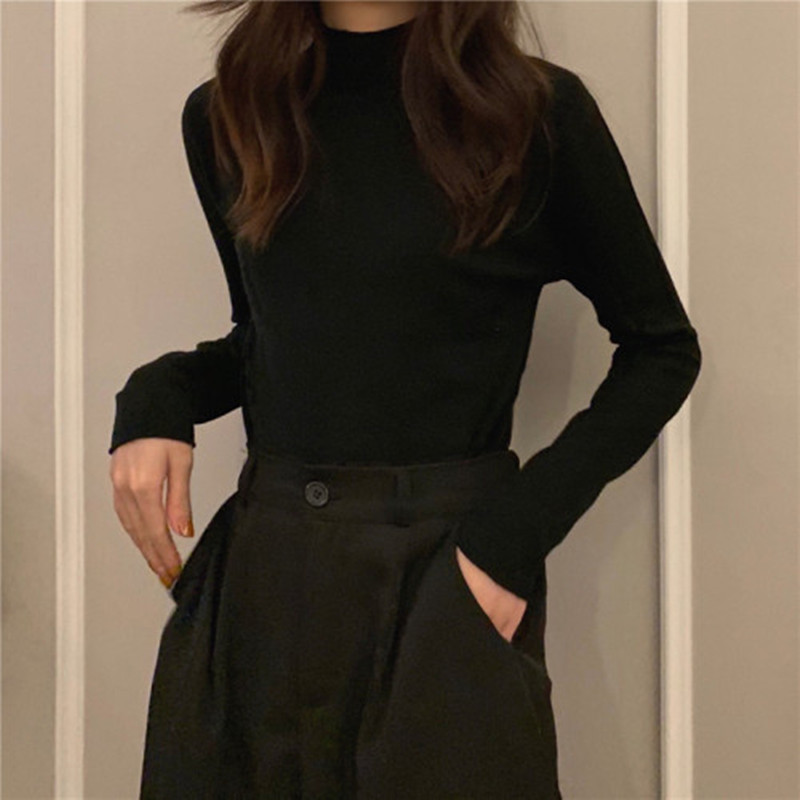 

2019 Autumn Winter High Quality NewPattern Women Fashion High Collar Long Sleeves Knitting Pullover Vestidos, Picture color