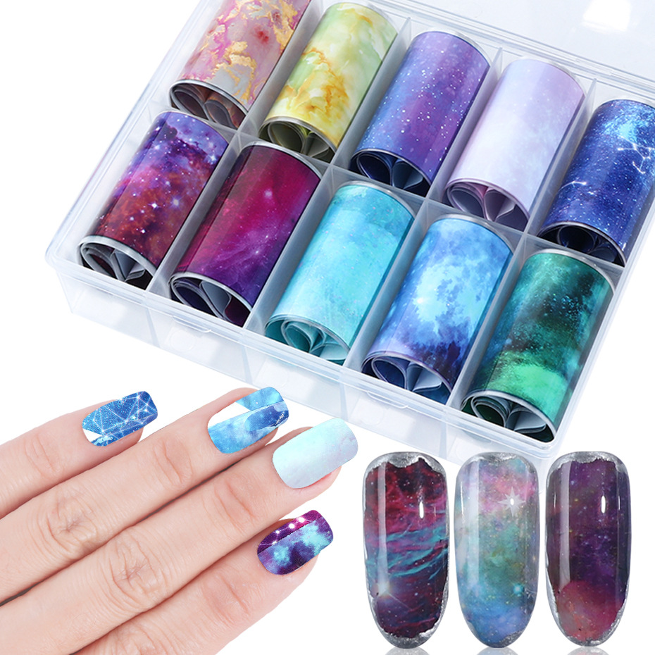 

Roll Holographic Starry Nail Foil Snowflake Star Rose Lace Flower Holo Laser Foil Paper Nail Art Transfer Nail Sticker Beauty, As picture