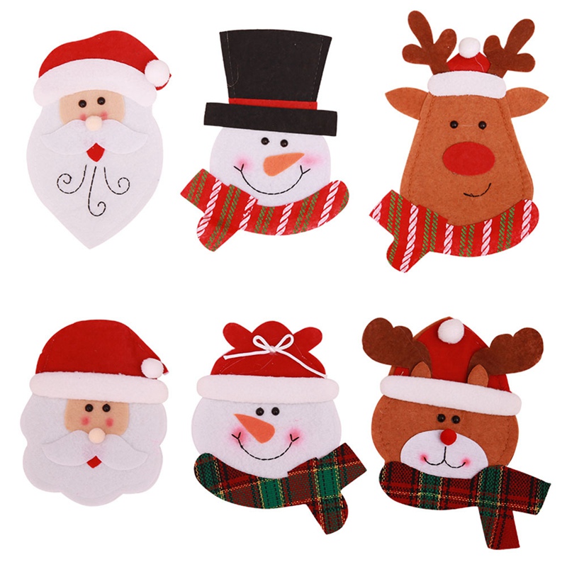 

New Christmas Decoration Cutlery Suit Holders knife and fork bag Snowman Elk Dinner 1Pcs Home Party New Year Decoration