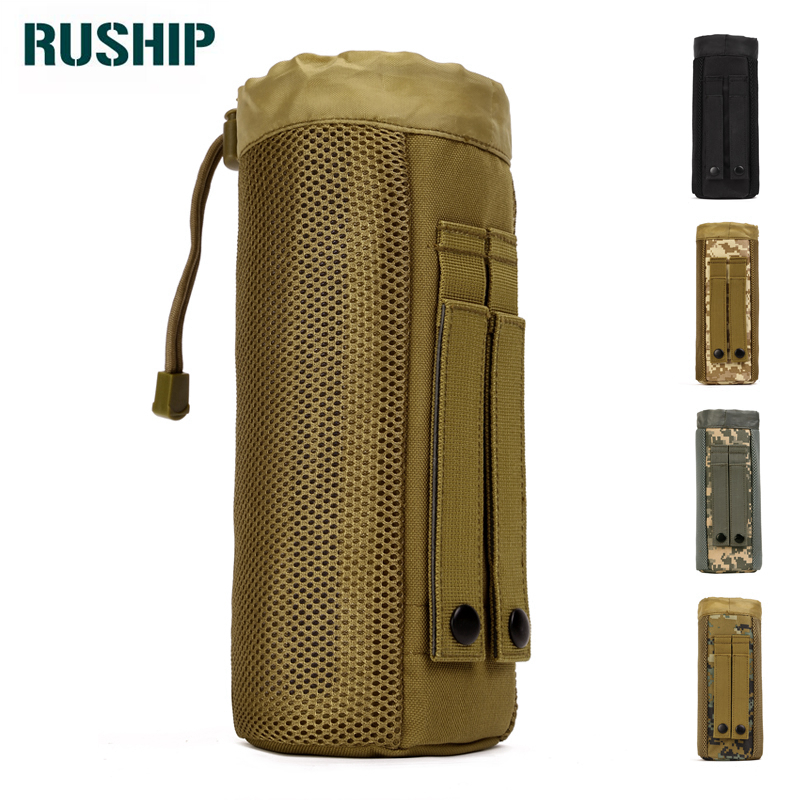 

Equipment MOLLE Water Bottle Pocket Pouch Fanny Pack 800ML Bag Belt Drawstring Purse Camouflage Waist Bags Travel Packs, Khaki