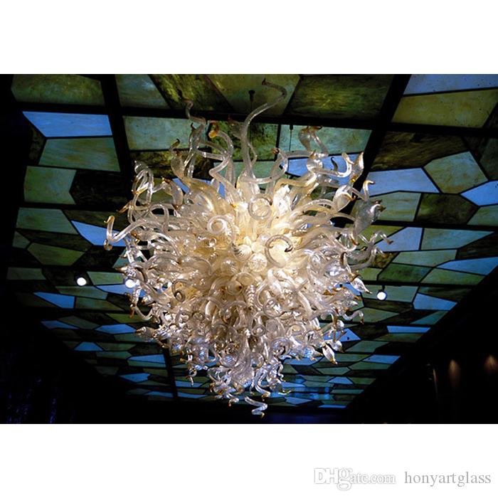 Free Shipping AC LED Customized Style Contemporary Stair Art Light New Design Hand Blown Glass Chandelier-image-524594121