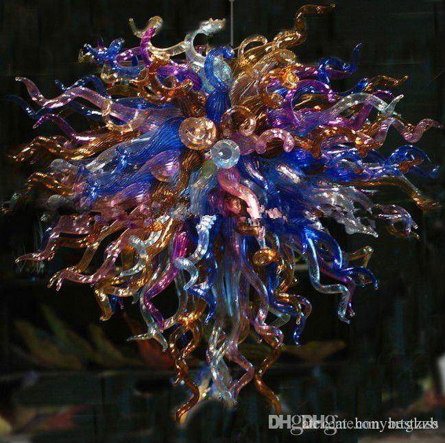 2020 Custom Old Style Colors Hand Blown Glass Chandelier Italy Design Murano Glass Hanging Lamp for Christmas Holidays Decoration-image-524790803