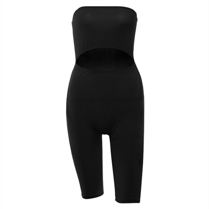 

Women' Sexy Slim Fit Strapless Tights Fluorescent High Waist Party Jumpsuit, Black