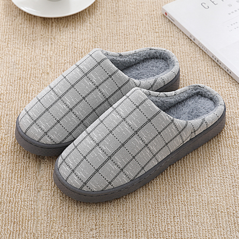 Winter Men Leather Cotton Slippers Soft PU Short Plush Flat Oxford Non-Slip Home Slippers
