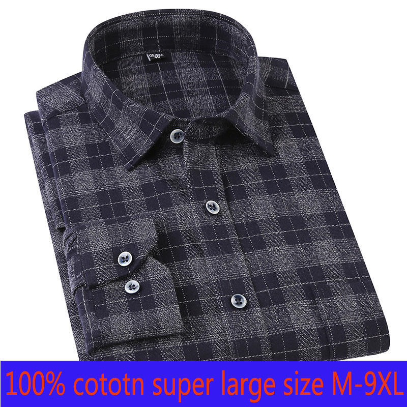 

New Arrival Summer Fashion High Quality Spring Cotton Men Long Sleeve Plaid Light Blue Formal Thin Casual Shirts Plus Size -9XL, 20227
