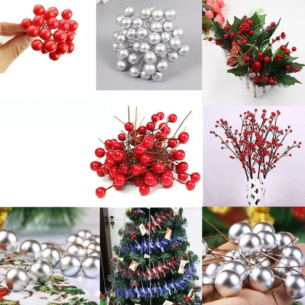 

SOLEDI 100pcs/Set Artificial Fake Fruit Decor DIY Wreath Dried Flowers Decortive Artificial Berry Decortion Wedding Foam Ball