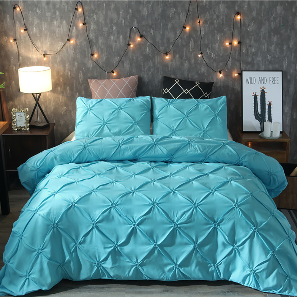 

Lychee Simple Solid Color Bedding Set Modern Polyester Duvet Cover Set 2-3pcs Home Bed Linings Family Bed Sets