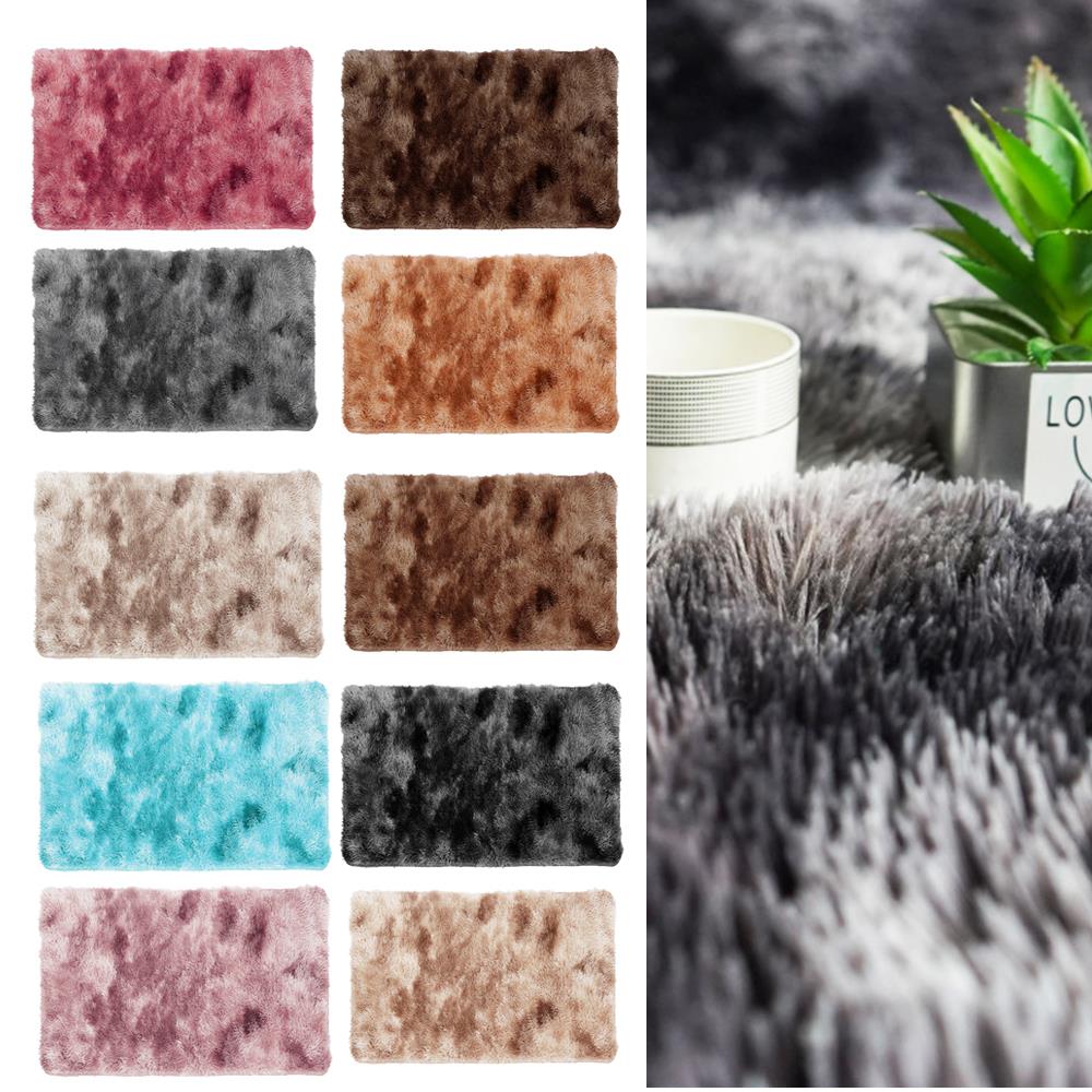 

Area Rug Fluffy Rugs Floor Carpet Warm Shaggy Anti-Skid Multicolored Tie-Dyed Polyester Fiber Home Decoration Mat Dining Room, Red