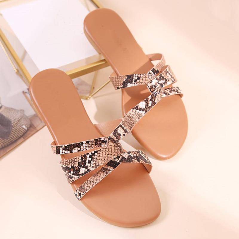 

SAGACE 2020 new women flip flop snake sandals flat bottom ladies beach shoes outdoor fashion wild student slippers Beach Slides, Bk