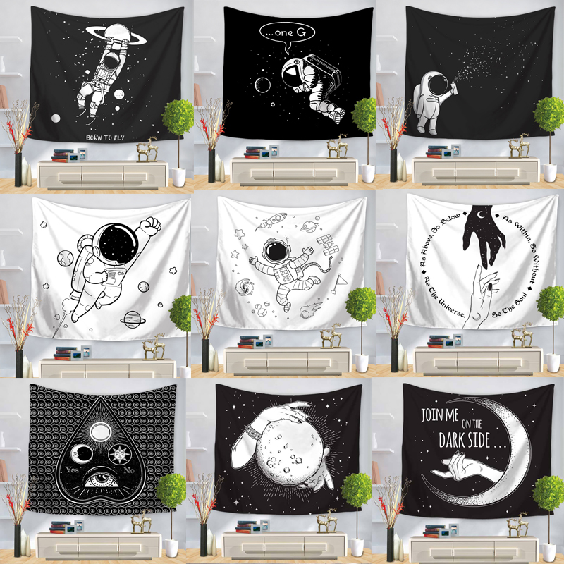 

Tapestry Constellation Astronaut Moon Space Witch Pattern Tapestry Wall Hanging Polyester Fabric Wall Decor Home