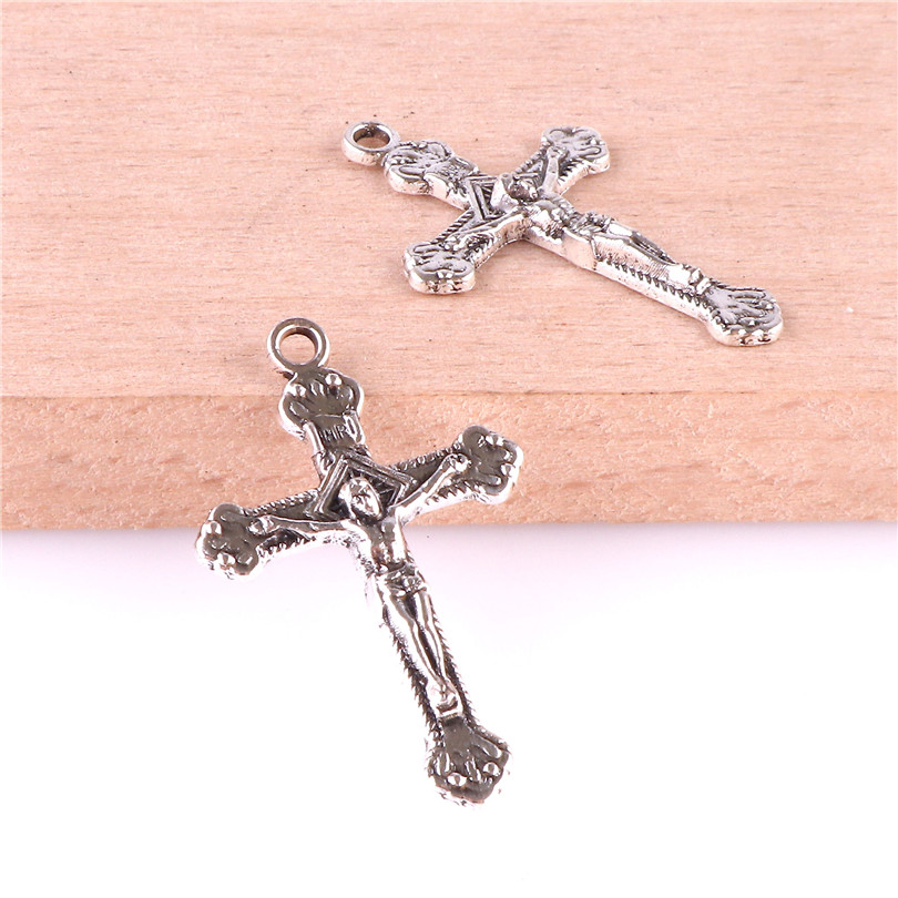 

23295 80PCS Charm Vintage Silver Metal Alloy Christ Cross Charm Bracelet Necklace Earring Jewelry Accessories Pendant