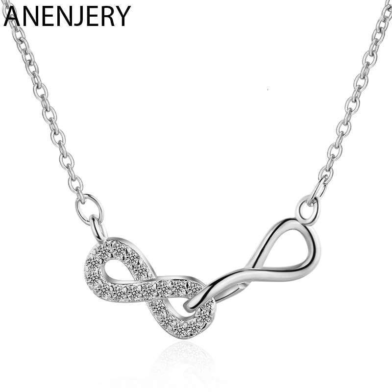 

Personalize Infinity Pendant Friendship Necklace 925 Sterling Silver Zircon Pendant Jewelry For Best Friend Gift