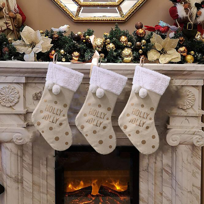 

Santa Claus Sock Gift Christmas Stockings Hanging Ornaments Gift Holders Kids Candy Bag Xmas Christmas Tree Decorations