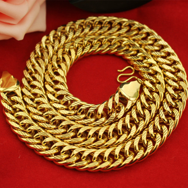 12mm Thick Mens Necklace 18K Yellow Gold Filled Classic Solid Heavy Male Jewelry Choker Chain Gift-image-513584179