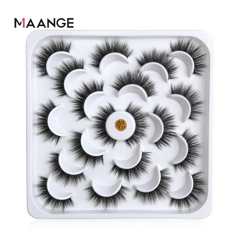 

MAANGE 10 Pairs Faux 3D Mink Lashes Natural Long False Eyelashes Dramatic Volume Fake Lashes Makeup Eyelashes Extension Supplies