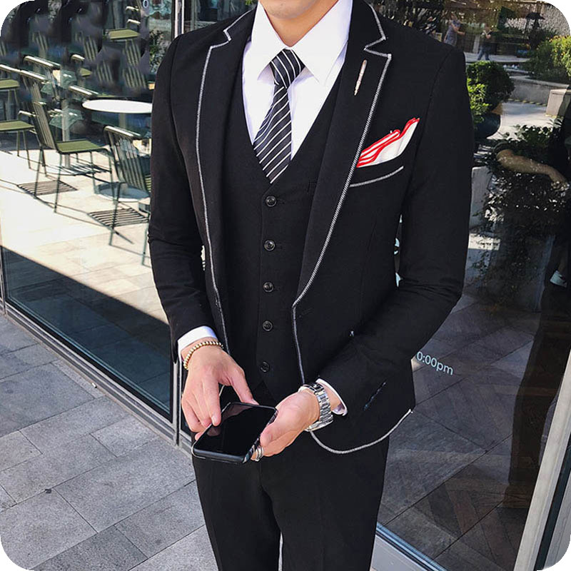 

Men Black Suits for Wedding Suit Best Man Blazer Groom Tuxedo Prom Party 3Piece Terno Masculino Latest Designs Costume Homme Mariage, Same as image