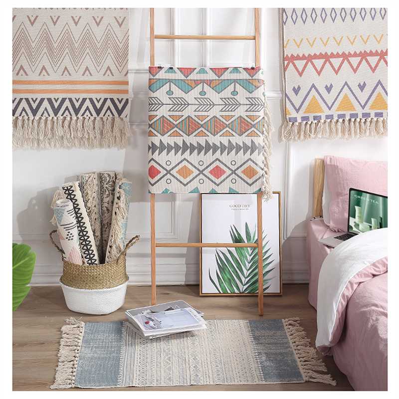 

Nordic Boho Soft Cotton Carpet Area Rug Morocco Tassel Floor Mat Doormat Rugs Carpets Home Living Room Bedroom Tapete Para Sala