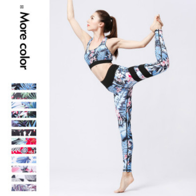 

Woman Designer Yoga Wear Sexy Summer Yoga Wear Fitness Suit Printed Pants Quick-drying Bra Tights Sport Style Tracksuits Clothing Sets, 202 w162