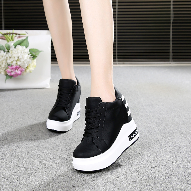 

Hot Sale-2019 Spring Women Ankle Boots High Shoe Increased Height Shoes Woman Fashion Platform Sneakers, White