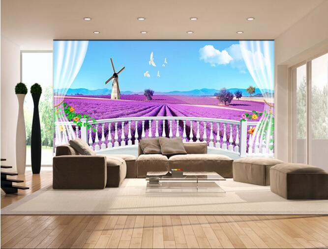 

3d wall paper for living room custom photo Window lavender garden background home decor living room 3d wall murals wallpaper for walls 3 d, Non-woven wallpaper