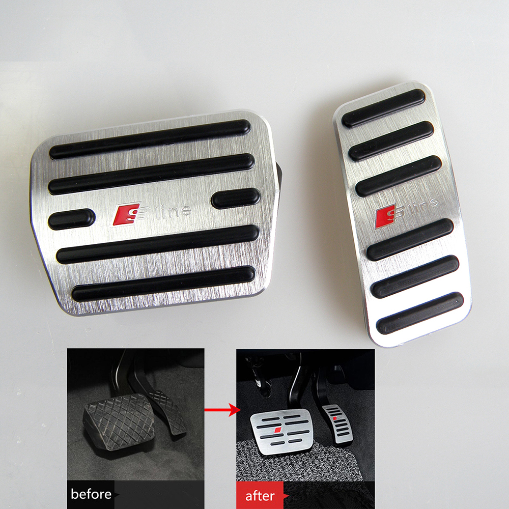 No Drill Aluminum Car Gas Pedal Accelerator Pedal Brake Pedal Cover For Audi A3(2014-2018) With S logo-image-477615656
