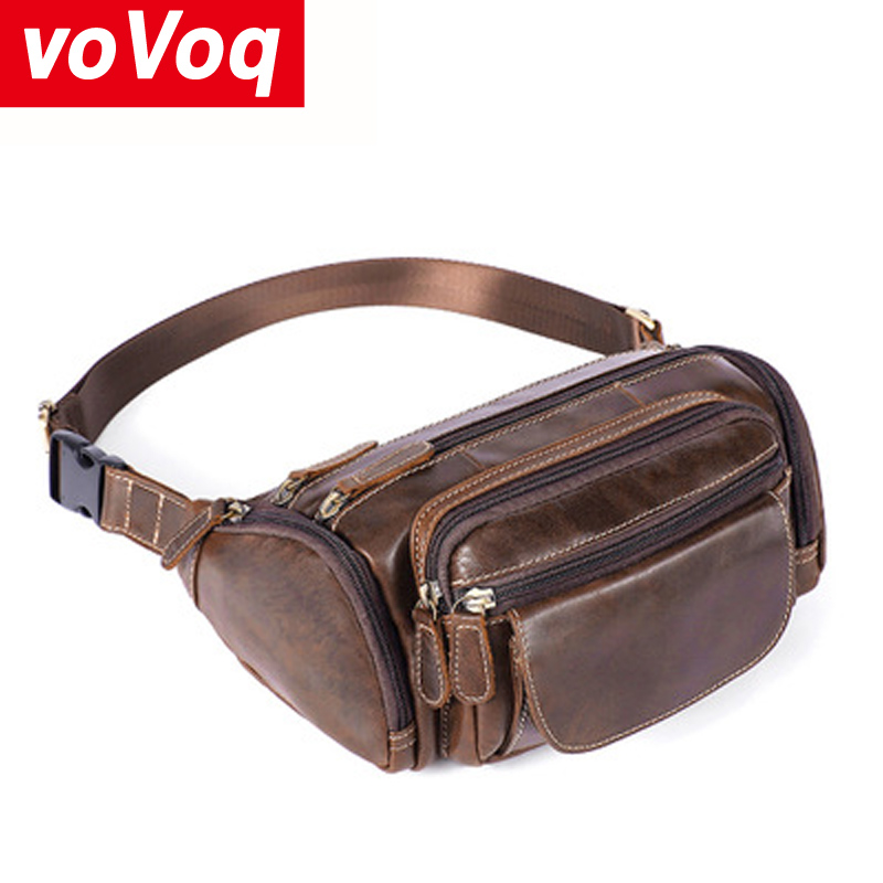 

Men's Bag Waist Packs Chest Bag Male Genuine Leather Messenger Handbag Fashion High Quality Shoulder Crossbody Bags for Men Hot, Brown