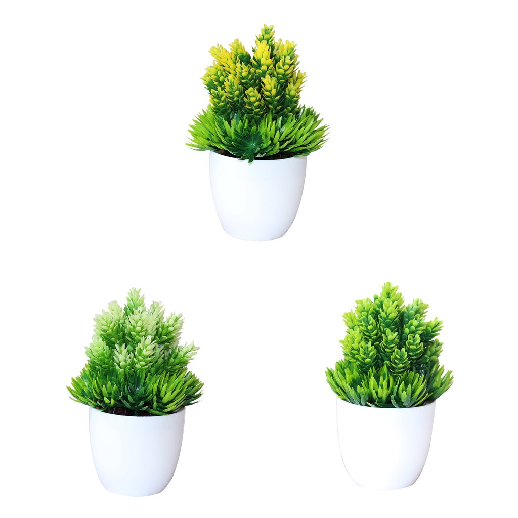 

3x office simulation plastic mini potted plants fake plants for office decor