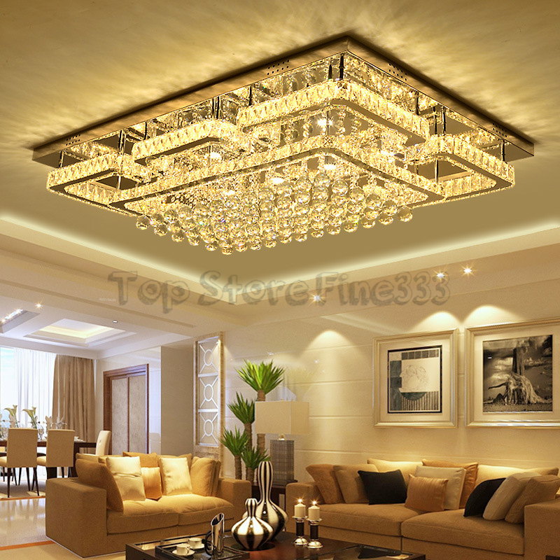 

Newest Pendant Lamp Chandelier Modern Luxury Square Lustre K9 Crystal Led Chandelier Remote Control Dimmable Luminaria Living Room Lamparas