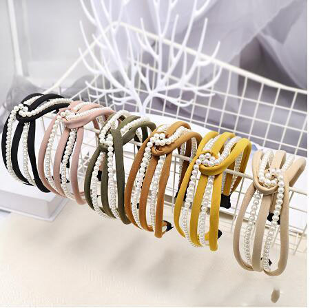 

Korea Knot Pearl Headband for Women Girls Hairband Fashion New Hair Accessories Pearl Tiara Hair Loop Ladies Headband