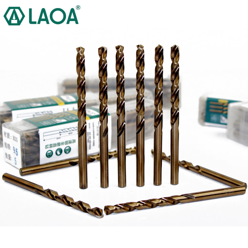 

LAOA 5pcs Co Cobalt Steel Include Stainless Steel Twist Drill Bits For Drilling Metal Especial Stainless HRC65