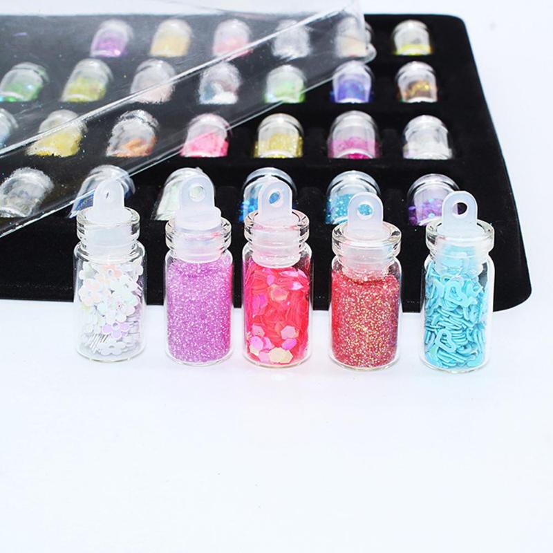 

MeterMall 48 Bottles/Box Glitter Sequins DIY Crystal Tiny Rhinestones Micro Bead Filler Resin 3D Nail Art Tips Decoration