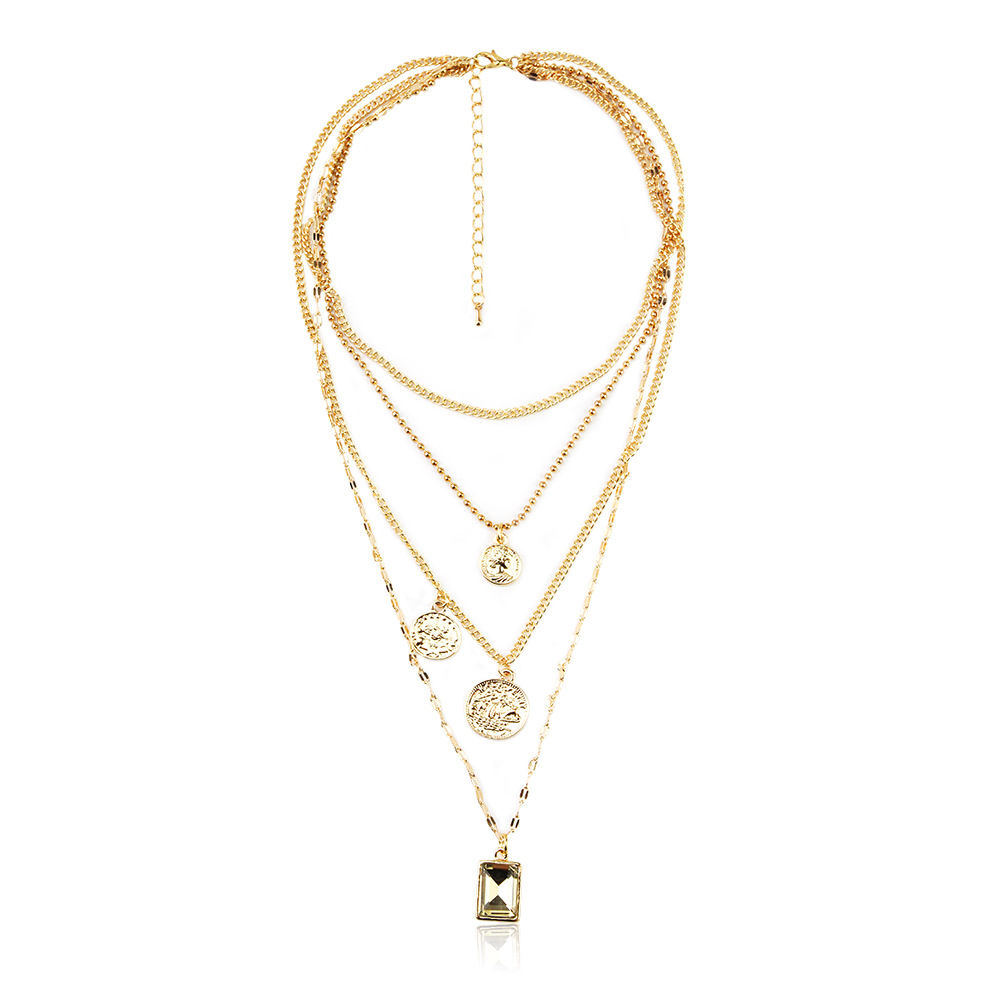 

Fashion New cross pendant necklace jewelry personality trendy man head multi-layer necklace women Women jewelry, Silver