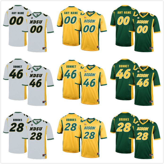 

Custom Mens Youth North Dakota State Bison Any Name Any Number Personalized Kids Man Home Away NCAA College Football Jerseys, 00 white