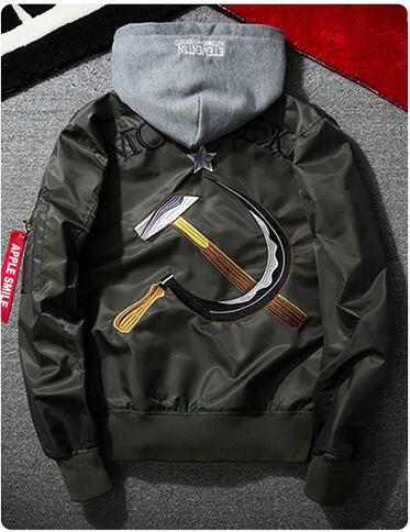 

yizlo army one jacket men jaqueta masculina west jacket windbreaker Sickle hammer bomber, Black