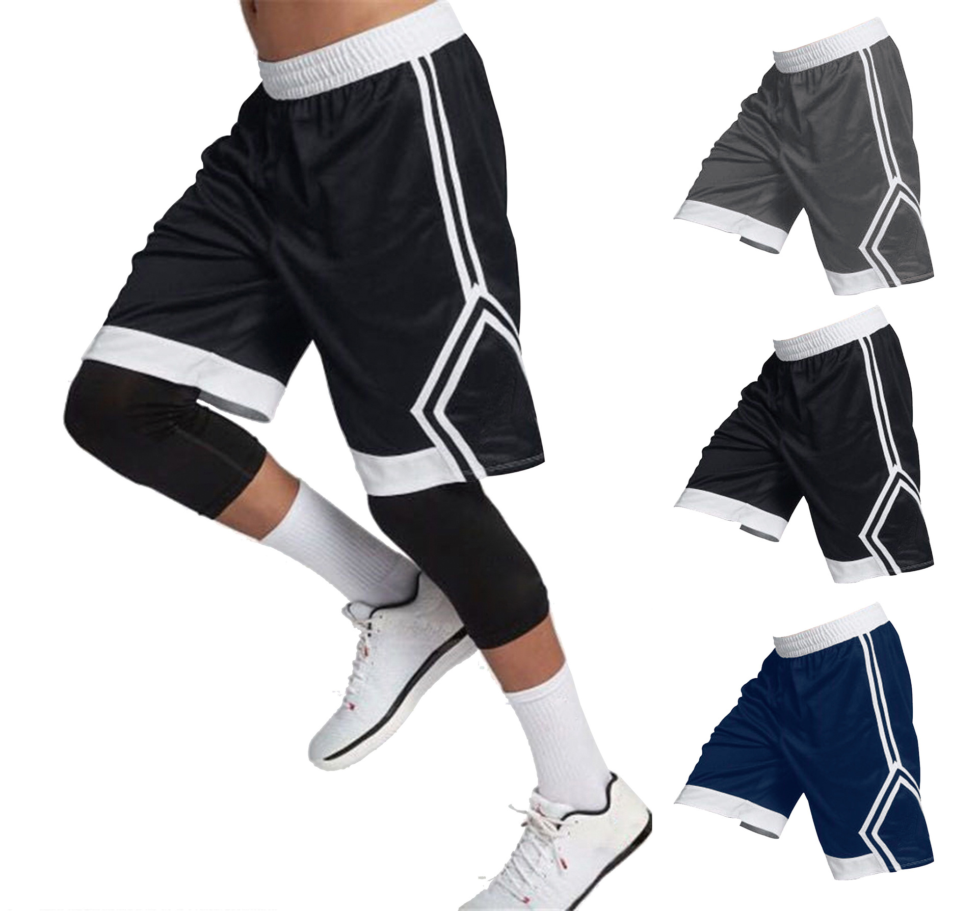 

New Men's Basketball Shorts Quick Drying Summer Quick-Drying Training Shorts Fitness Running Pants Breathable Five-Point Pants 2020 XXXL, White;black
