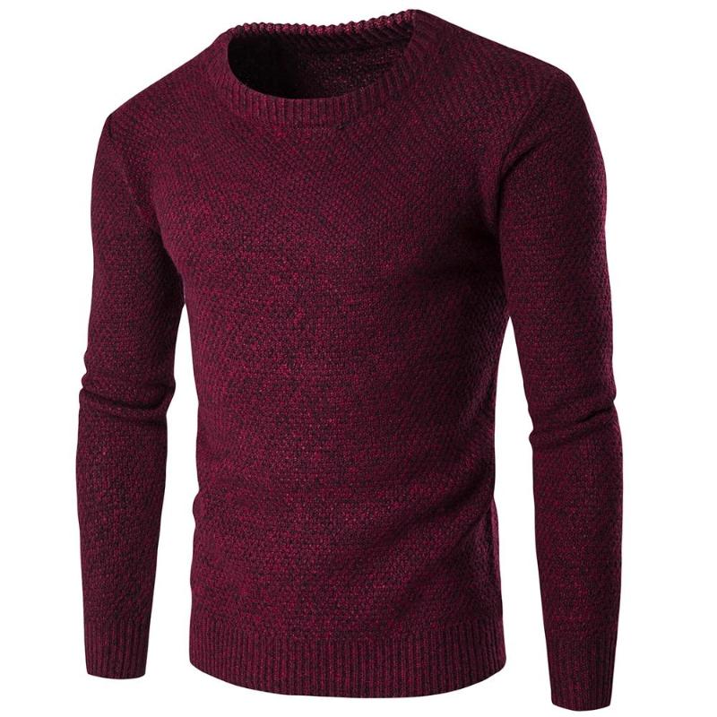 

New Men Sweaters Coat Slim Fit Jumpers Knit Warm Winter Man Sweater Clothes, Burgundy