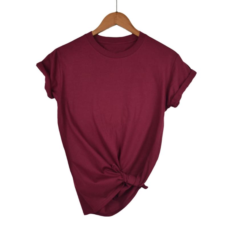 

Women T-Shirts 2020 Summer Tee Shirt Women Solid Color Casual Black White Short Sleeve O-Neck Ladies Tees Tops Female T Shirt, Red