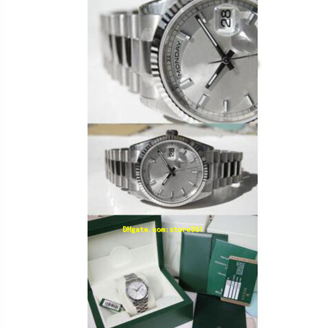 

High Quality Wristwatches With Original Box Casual Modern Watches Unisex Watches DAY DATE President 118239 Mens 18K White Gold Silver Index