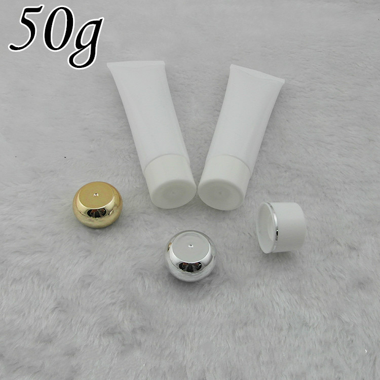 

100 pcs 50ml/g shiny white cream soft tube, cosmetic tube package, hose packing bottles available in stock