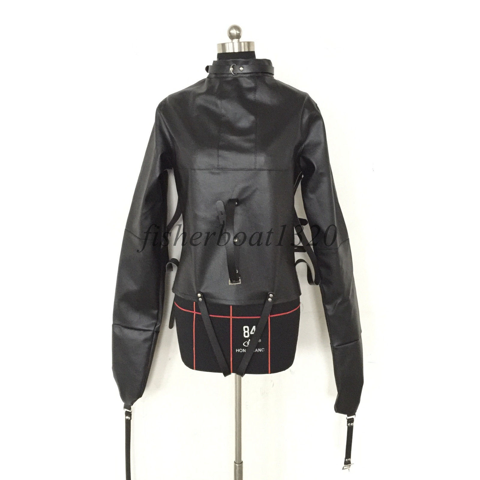 Asylum Straight Leather Jacket Costume Body Harness Restraint Armbinder US Stock