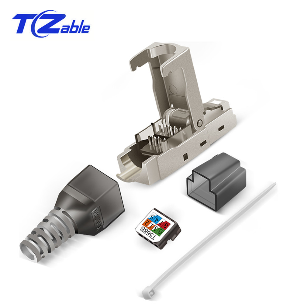 

CAT.6A RJ45 Crystal Head Computer Crimp Type Reusable Ethernet Cable Adapter 10 Gigabit For CAT.6A CAT.7 Ethernet Cable