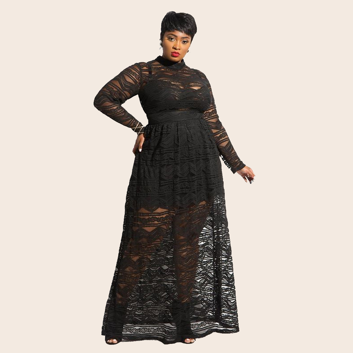 

2020 Newstyle Fashion Wholesale Black Dress For Women Sexy Lace Annual Meeting Cocktail Party Ball Big dress, Black;gray