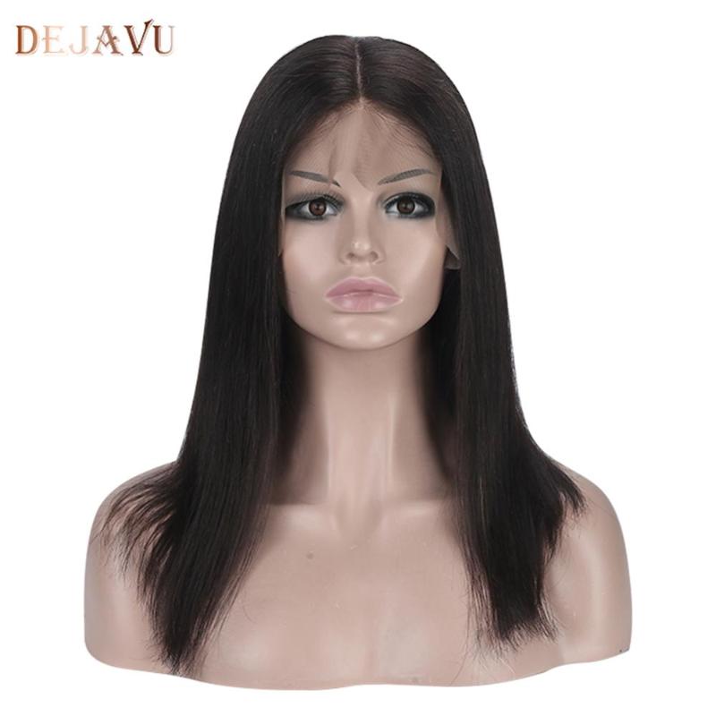 

Dejavu Remy Hair Straight Lace Front Wig For Women Peruvian 130% 150% Density 13X4 Lace Frontal Wig Straight Human Hair Wigs, Natural color