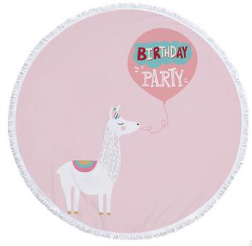 

Beach Towel Alpaca Round Beach Bath Towel Soft Polyester Tapestry Picnic Blanket Bikini Cover Up Carpet 10 Designs LQPYW1266, As show
