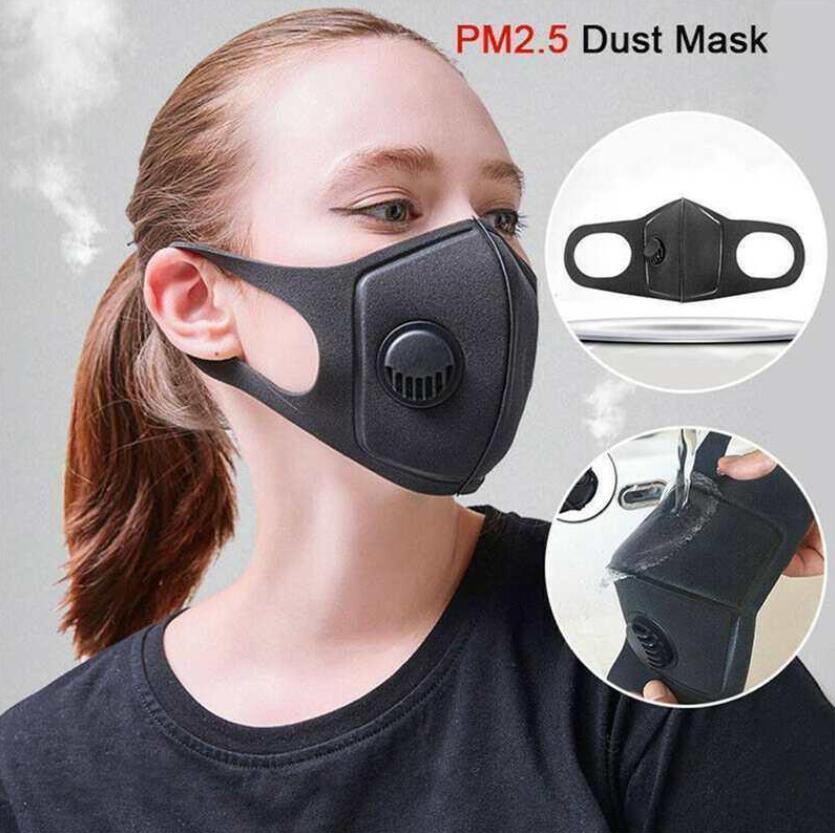 Protective Face Mask Sponge dustproof Anti-fog 3D black Mask With Breathing Valve Washable Reusable Winter Outdoor Sports Warme-image-536691623